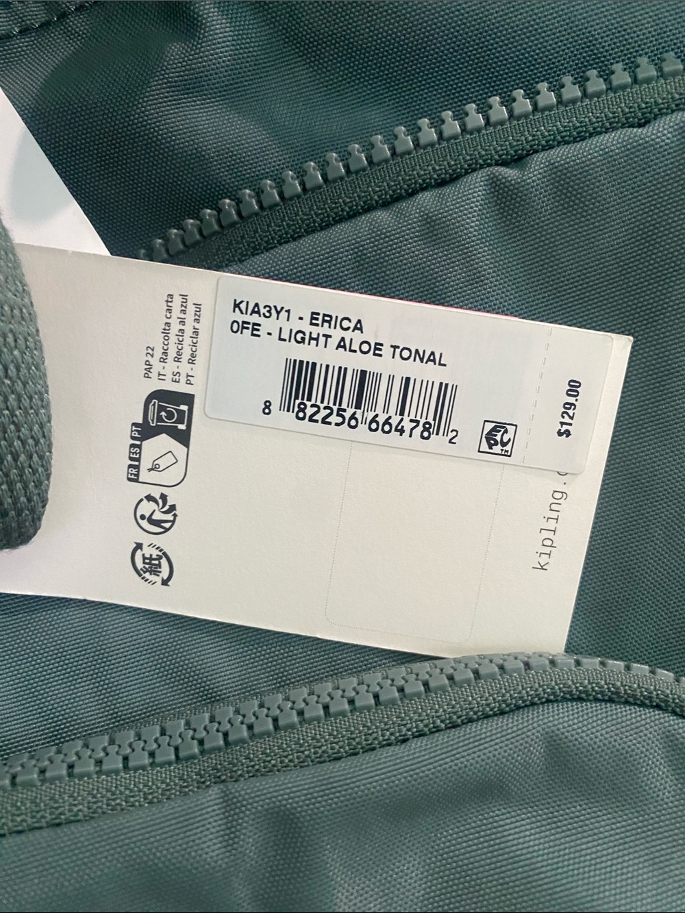 Kipling “Erica” Light Aloe Tonal Color - Picture 11 of 11